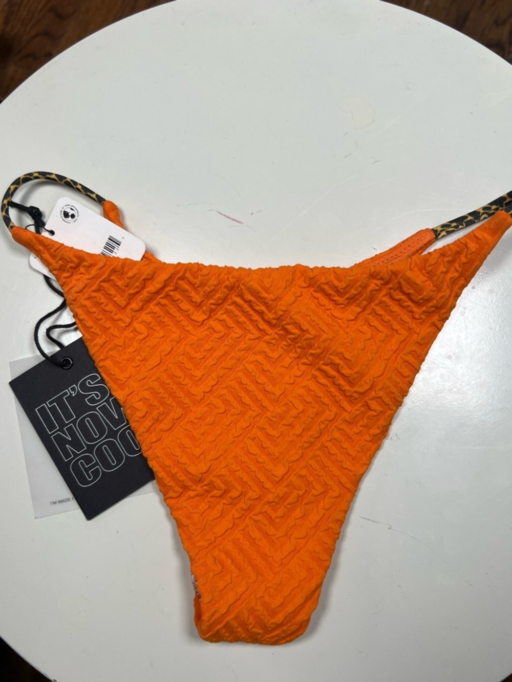 NWT It’s Now Cool FP Movement Orange Textured Bikini Bottom W Leopard Strap XS - Picture 6 of 7
